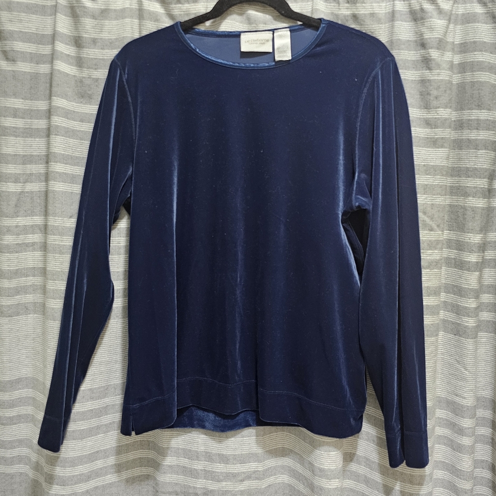 LIZ CLAIBORNE Blue Velvet Long Sleeve